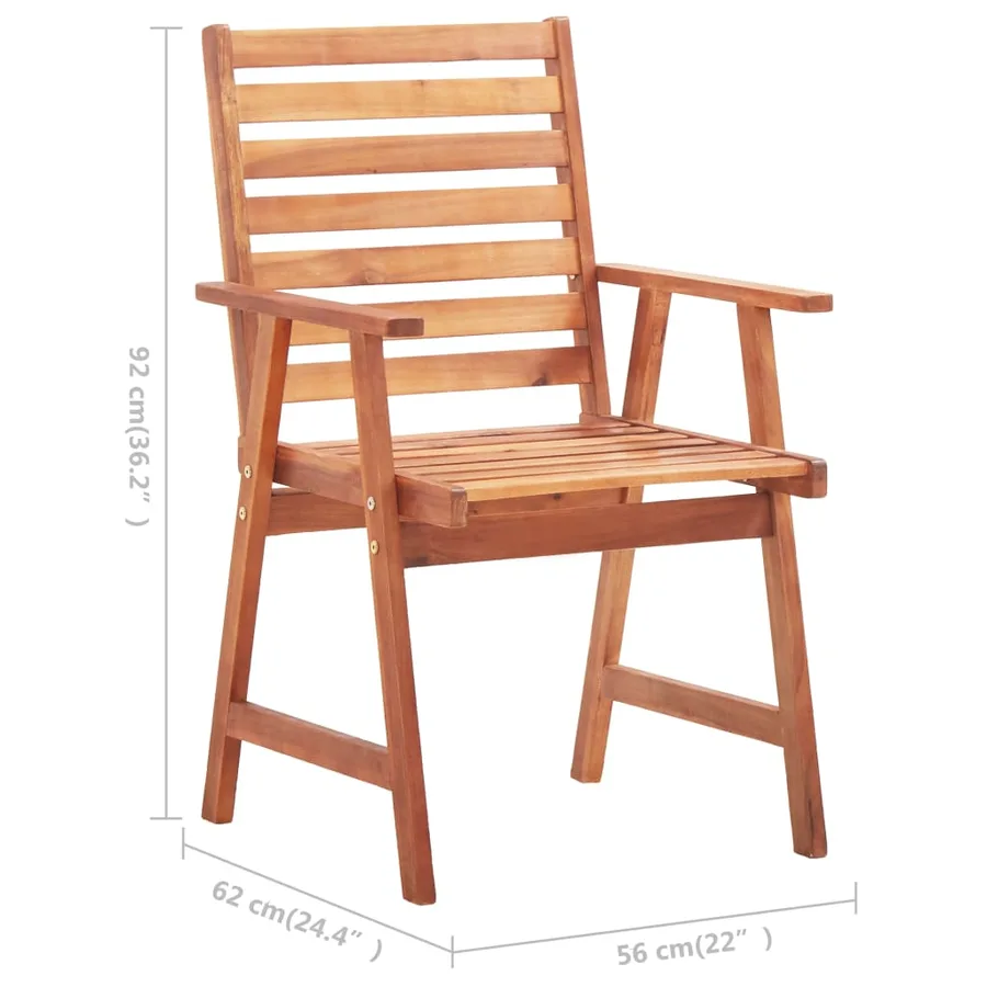 Chaises à manger d'extérieur lot de 6 et coussins Acacia massif - 7
