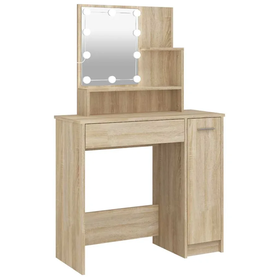 Coiffeuse avec LED chêne sonoma 86,5x35x136 cm - 2