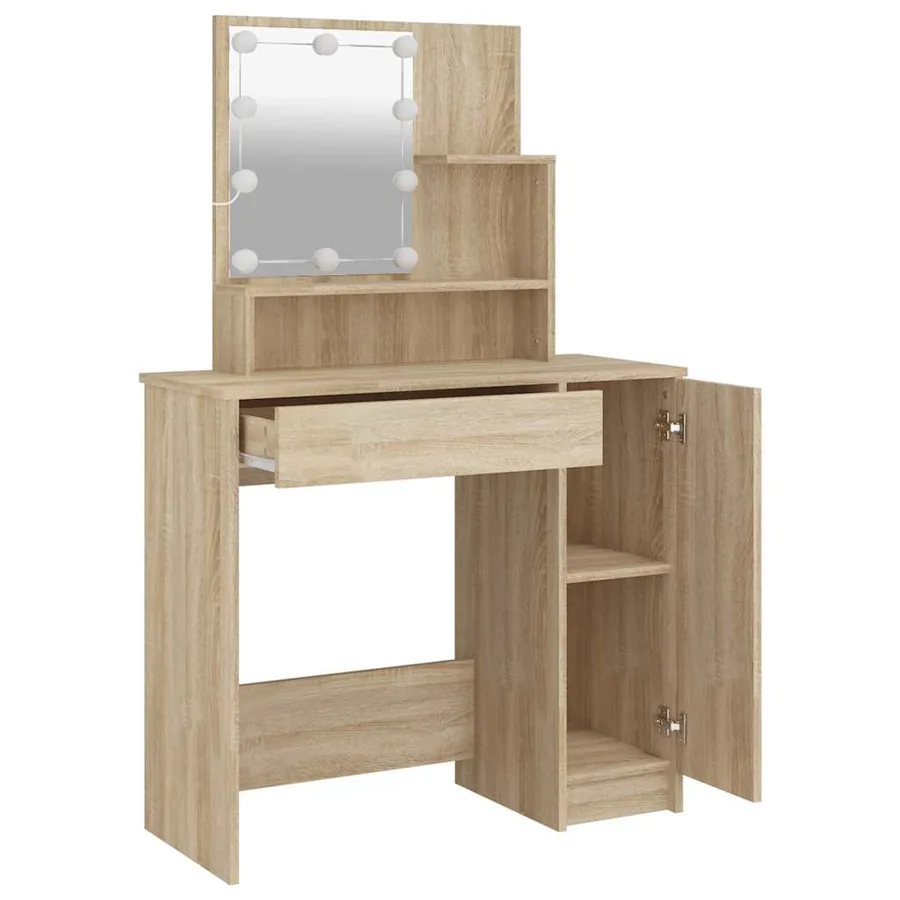 Coiffeuse avec LED chêne sonoma 86,5x35x136 cm - 4
