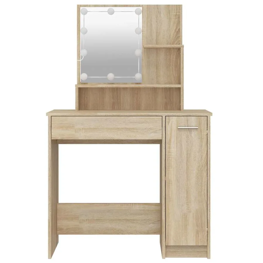 Coiffeuse avec LED chêne sonoma 86,5x35x136 cm - 5