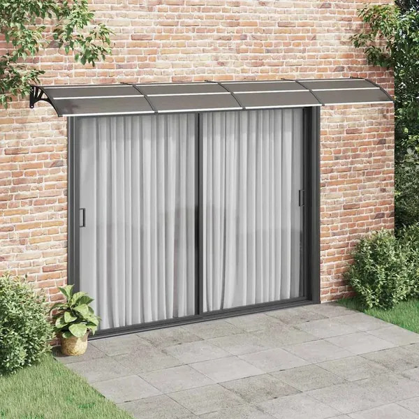 Auvent de porte noir 400 x 100 cm en polycarbonate