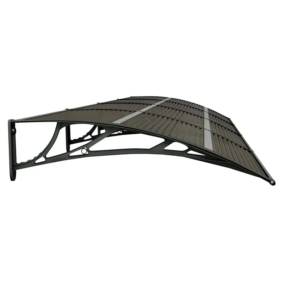 Auvent de porte noir 400 x 100 cm en polycarbonate - 5