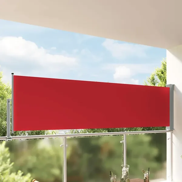 Auvent latéral rétractable de patio 100x300 cm Rouge