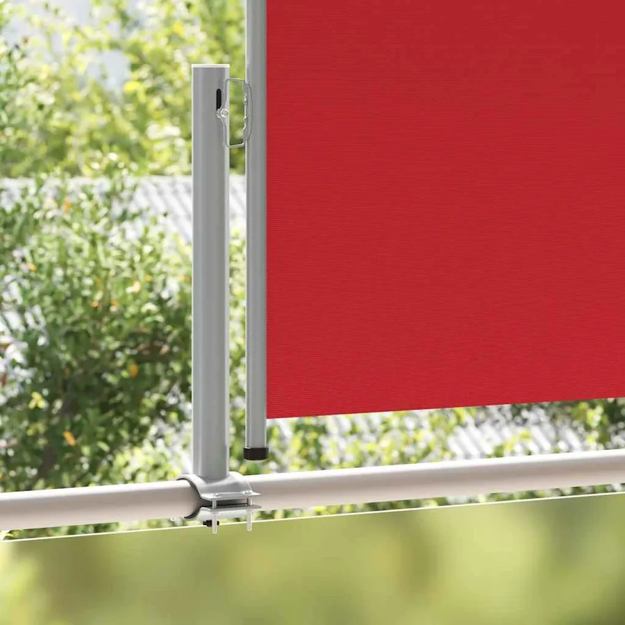 Auvent latéral rétractable de patio 100x300 cm Rouge - 3