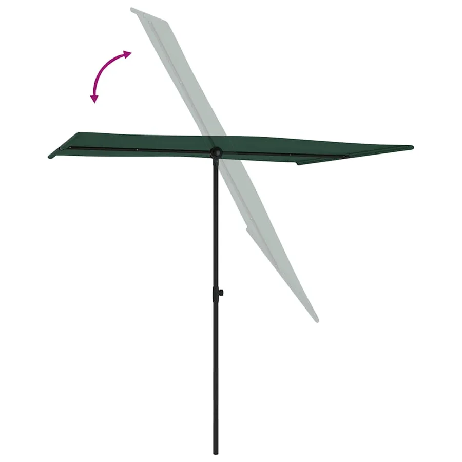 Parasol de jardin avec mât en aluminium 2x1,5 m Vert - 6