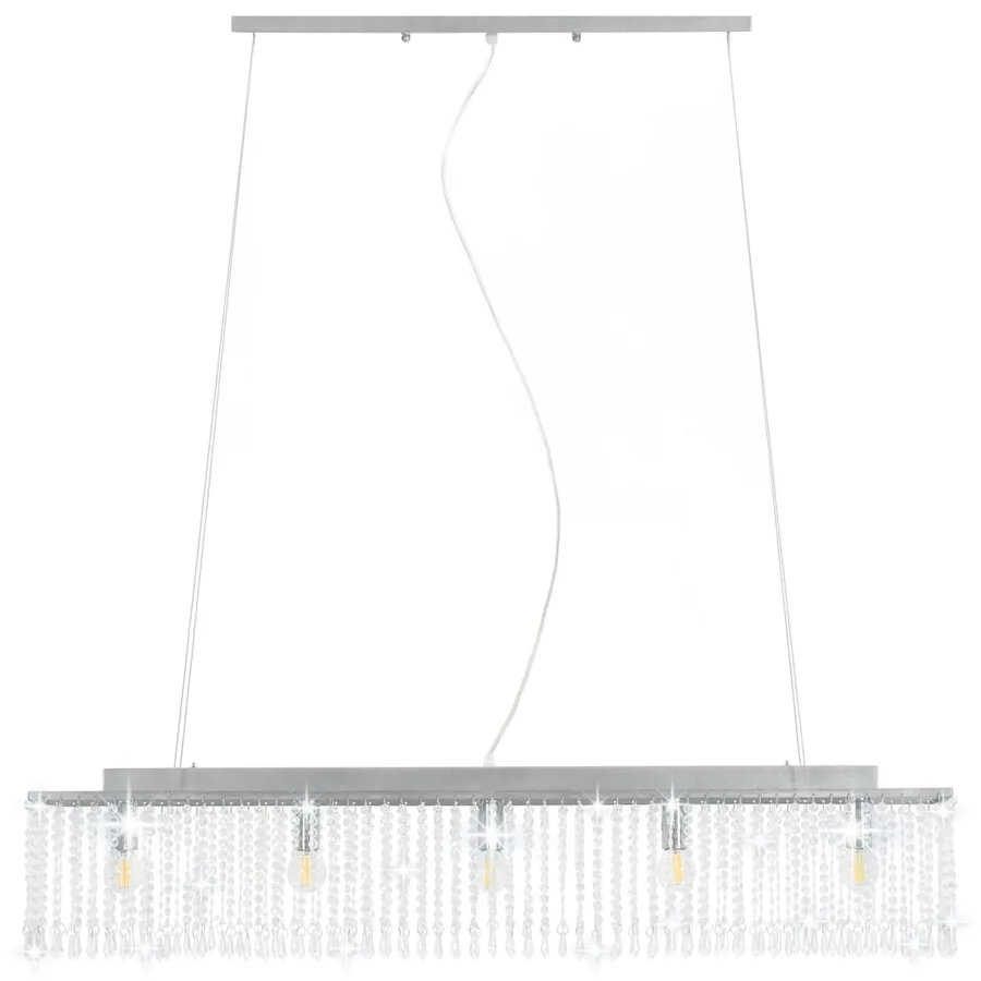 Plafonnier avec perles de cristal Argenté 104 cm E14 - 5