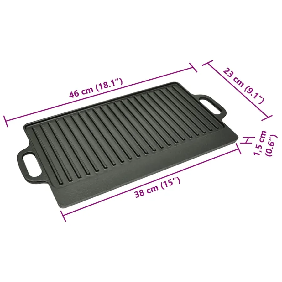 Plancha en fonte réversible 2 pcs 38x23 cm - 6