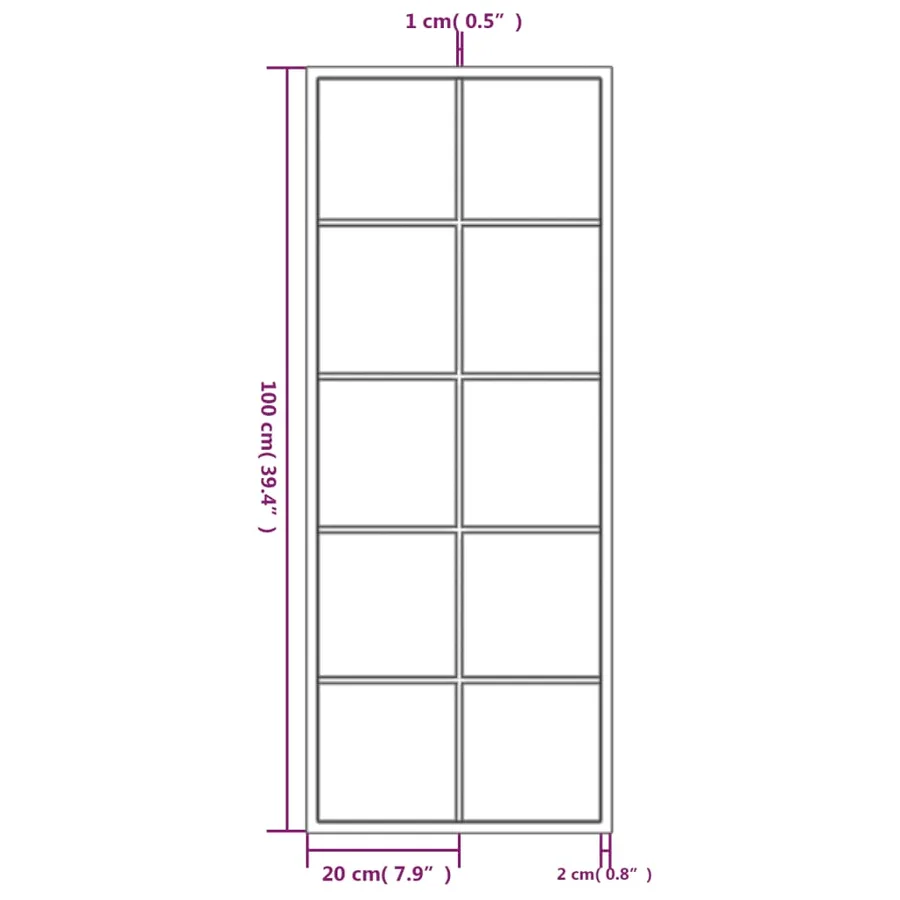 Miroir mural noir 100x40 cm métal - 8