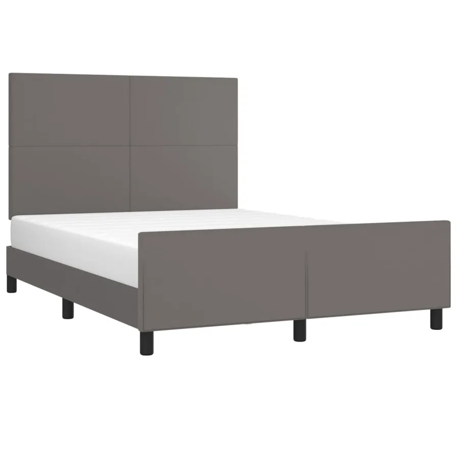 Cadre de lit sans matelas gris 140x200 cm similicuir - 3