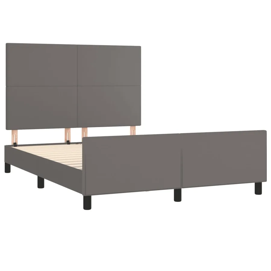 Cadre de lit sans matelas gris 140x200 cm similicuir - 4