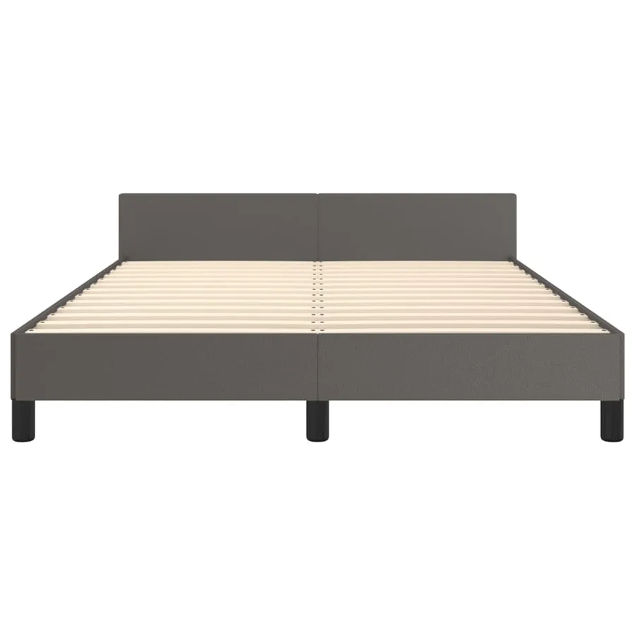 Cadre de lit sans matelas gris 140x200 cm similicuir - 6