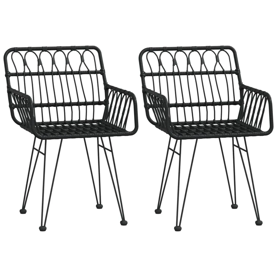 Ensemble à manger de jardin 3 pcs Noir Résine tressée - 4
