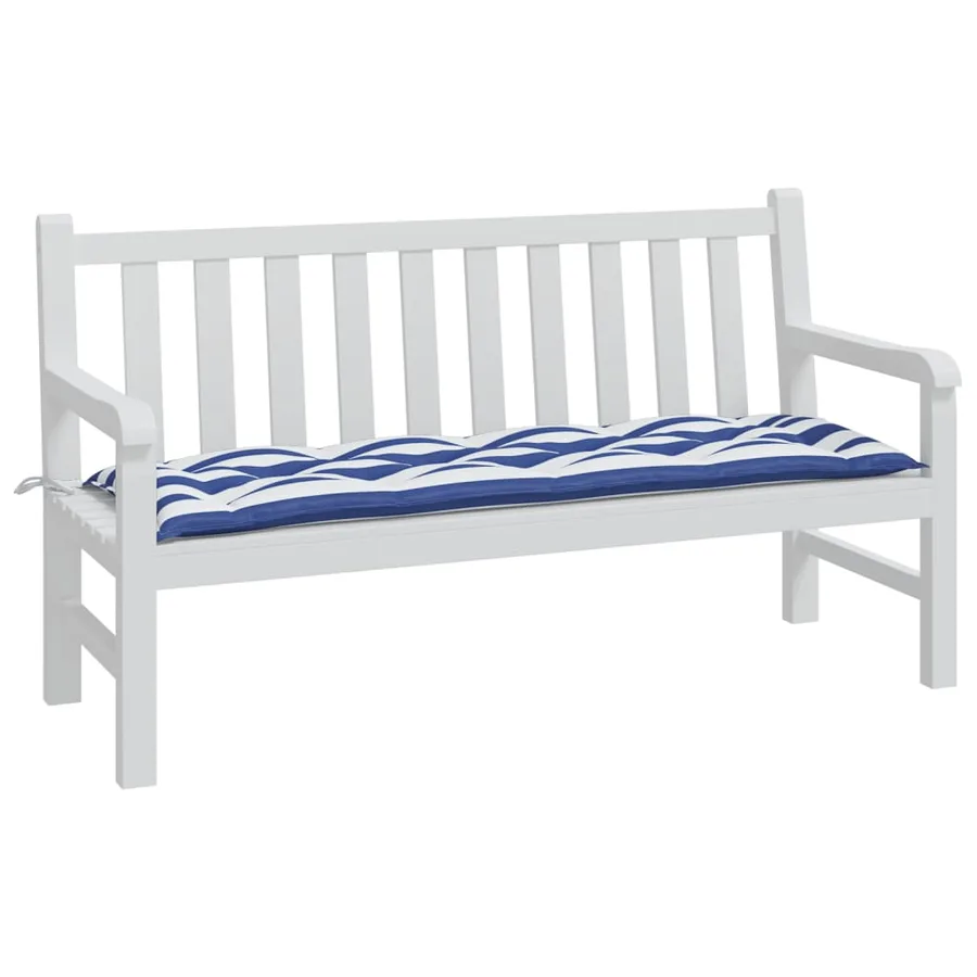 Coussin de banc de jardin rayures bleues et blanches 150x50x7cm - 3