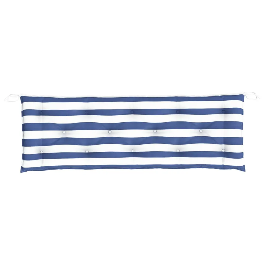Coussin de banc de jardin rayures bleues et blanches 150x50x7cm - 4