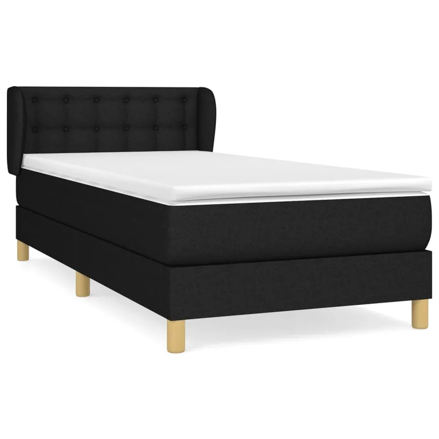 Sommier à lattes de lit avec matelas Noir 90x190 cm Tissu - 2