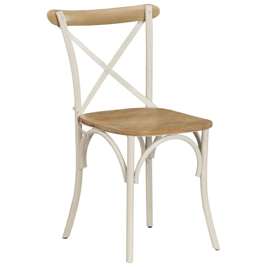 Chaises à dossier croisé lot de 2 blanc bois de manguier solide - 14