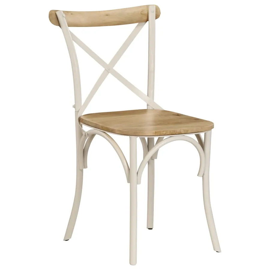 Chaises à dossier croisé lot de 2 blanc bois de manguier solide - 15