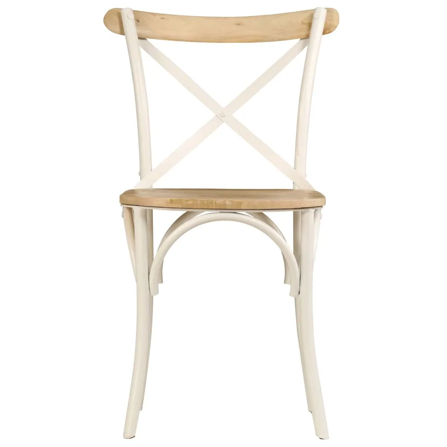 Chaises à dossier croisé lot de 2 blanc bois de manguier solide - 4