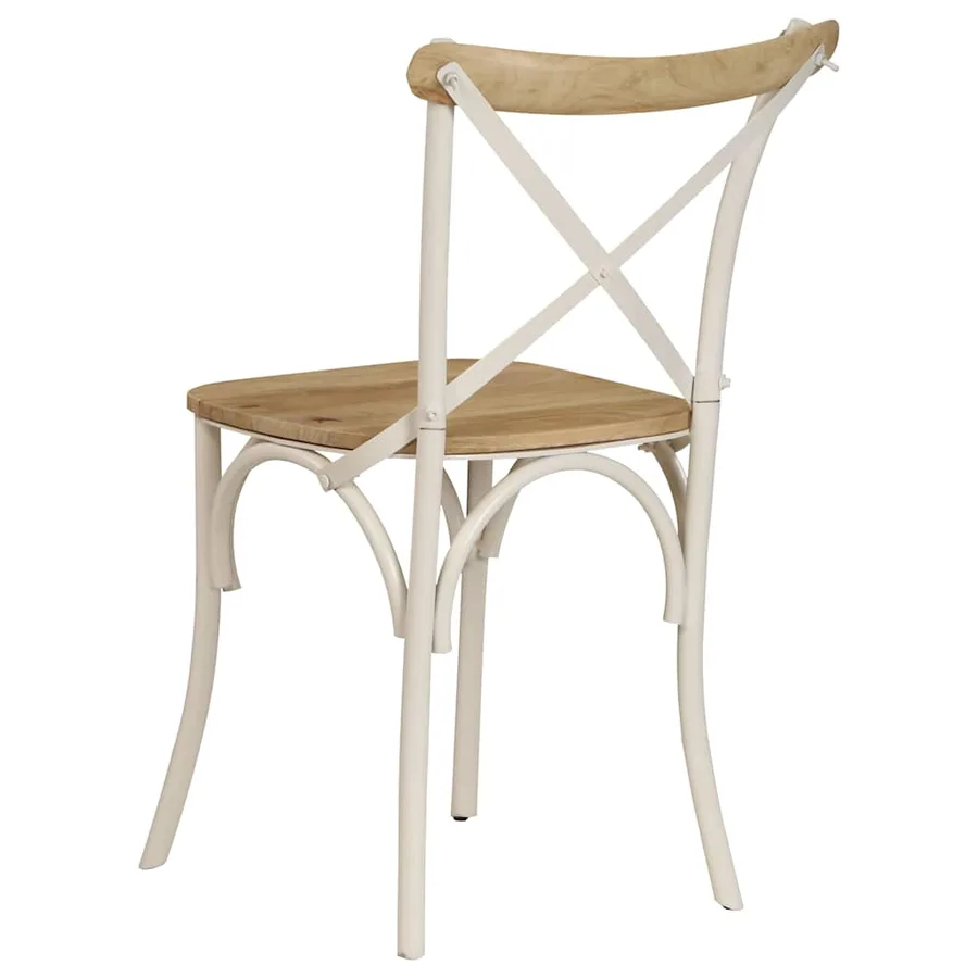 Chaises à dossier croisé lot de 2 blanc bois de manguier solide - 6