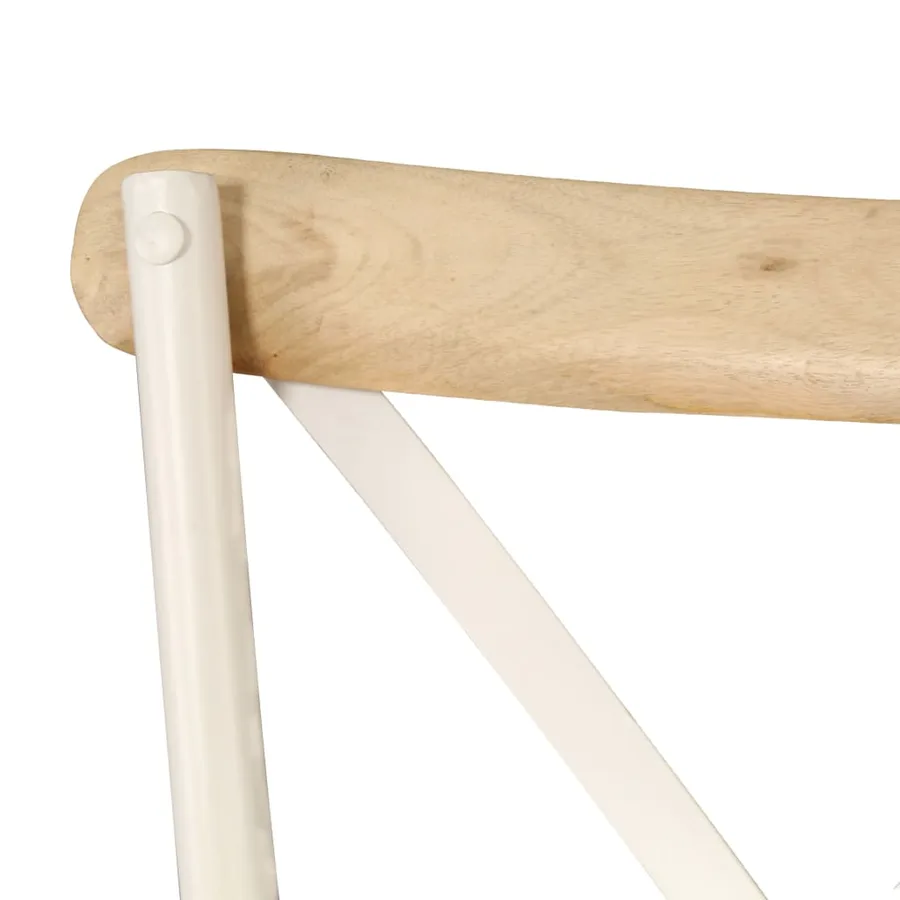 Chaises à dossier croisé lot de 2 blanc bois de manguier solide - 7