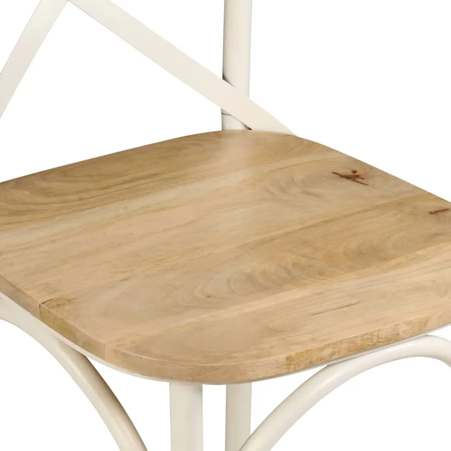 Chaises à dossier croisé lot de 2 blanc bois de manguier solide - 8