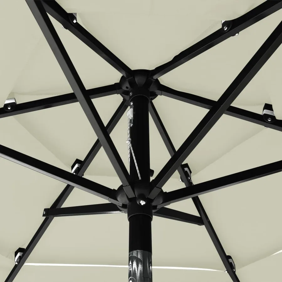 Parasol de jardin à 3 niveaux avec mât en aluminium sable 2 m - 5
