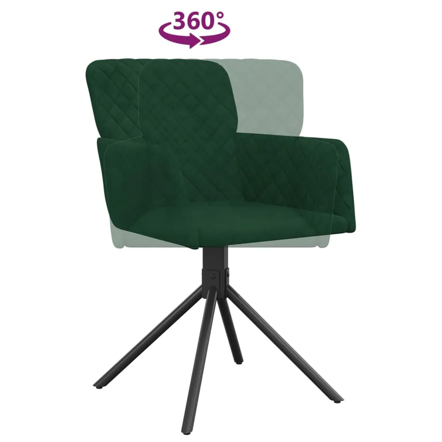 Chaises pivotantes à manger lot de 2 Vert foncé Velours - 8
