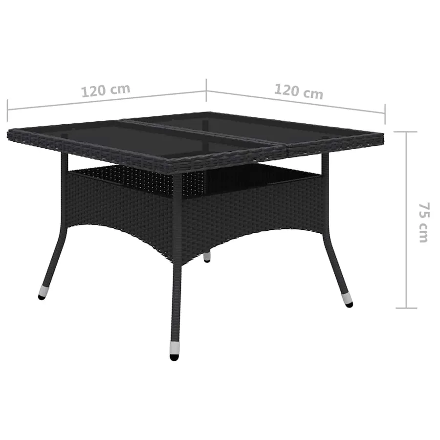 Ensemble à Manger de jardin 9 pcs Résine tressée et verre Noir - 12