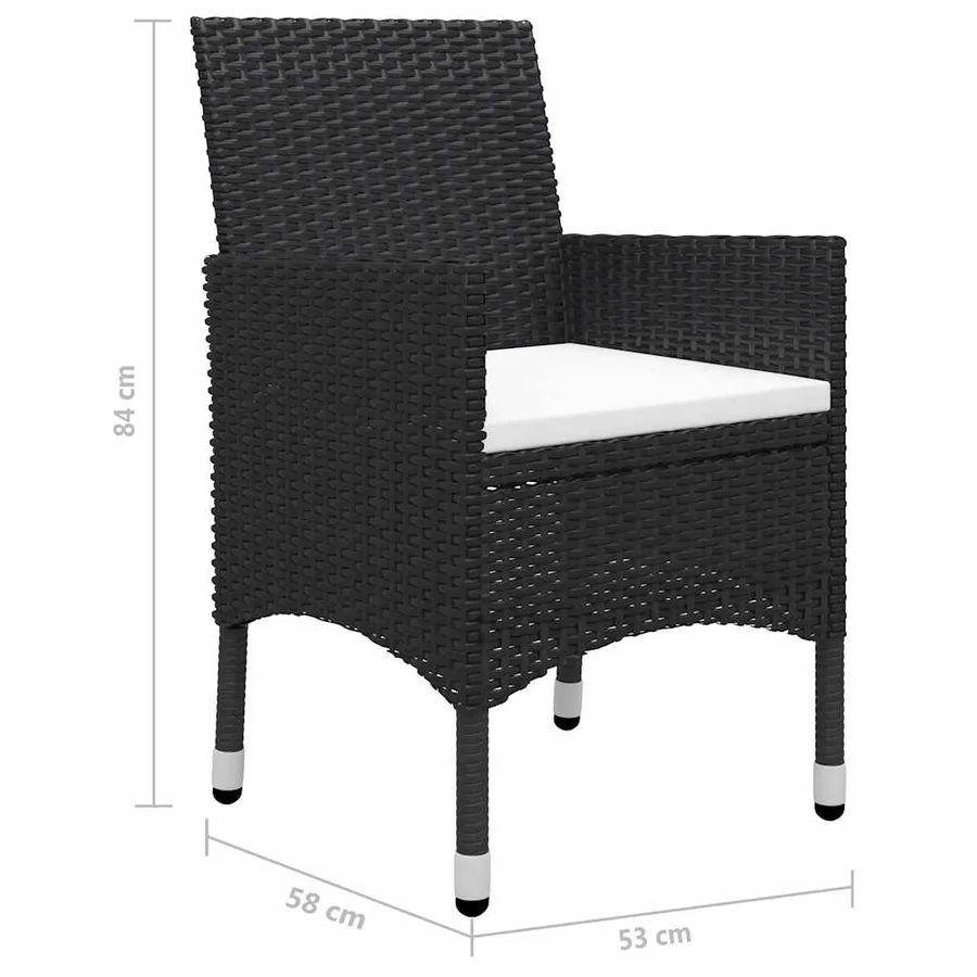 Ensemble à Manger de jardin 9 pcs Résine tressée et verre Noir - 13