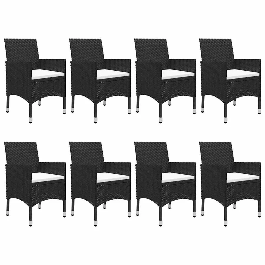 Ensemble à Manger de jardin 9 pcs Résine tressée et verre Noir - 6