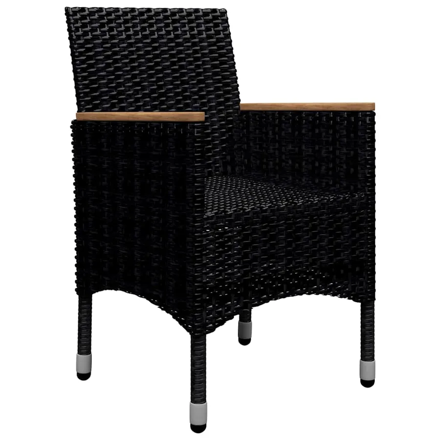 Ensemble à manger de jardin 9 pcs Résine tressée et acacia Noir - 10