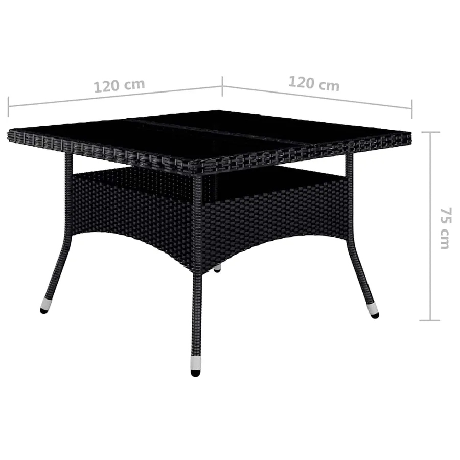 Ensemble à manger de jardin 9 pcs Résine tressée et acacia Noir - 12