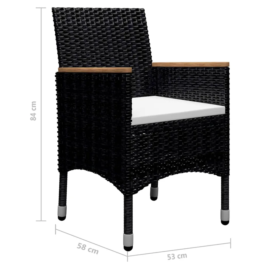 Ensemble à manger de jardin 9 pcs Résine tressée et acacia Noir - 13