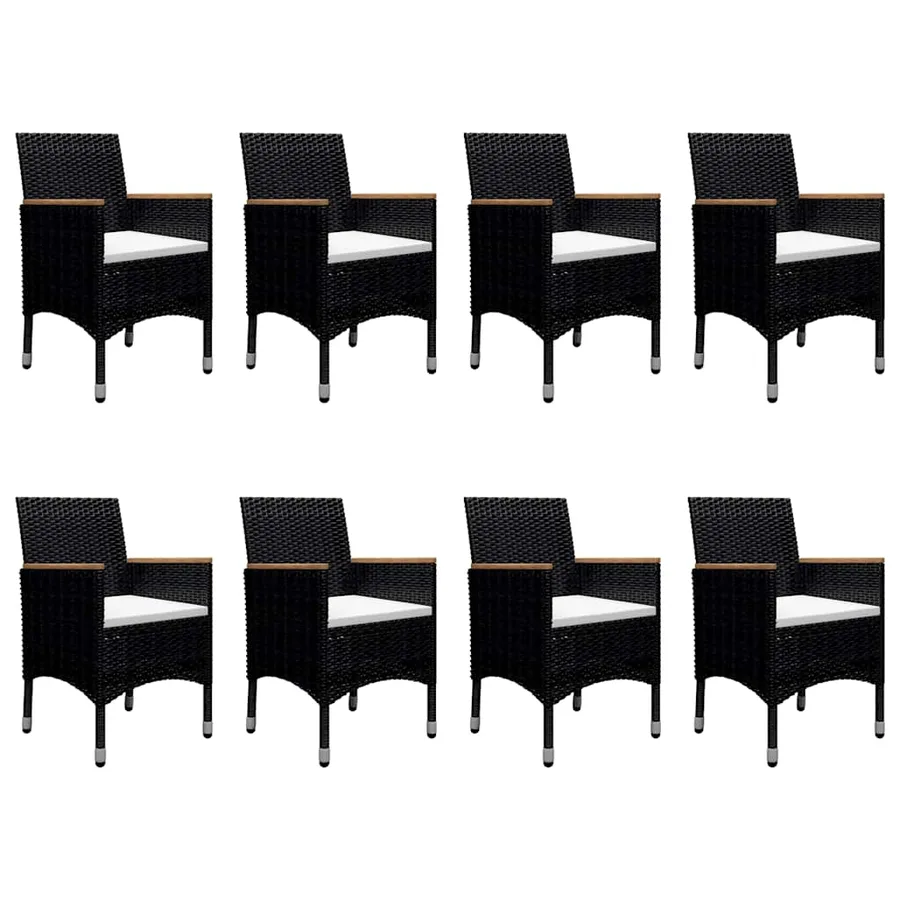 Ensemble à manger de jardin 9 pcs Résine tressée et acacia Noir - 6