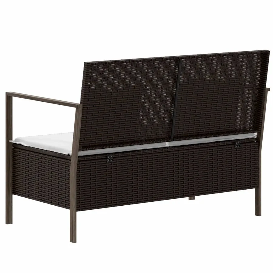 Banc de jardin à 2 places avec coussins Marron Résine tressée - 5