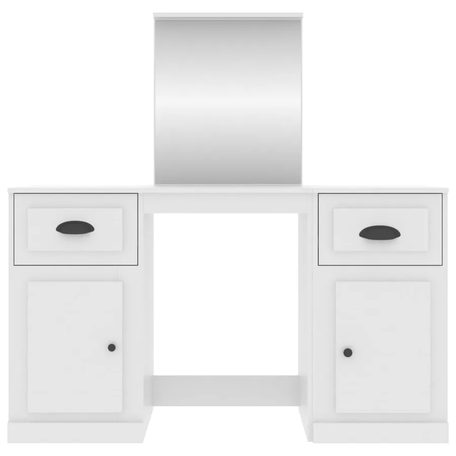 Coiffeuse avec miroir blanc 130x50x132,5 cm - 6