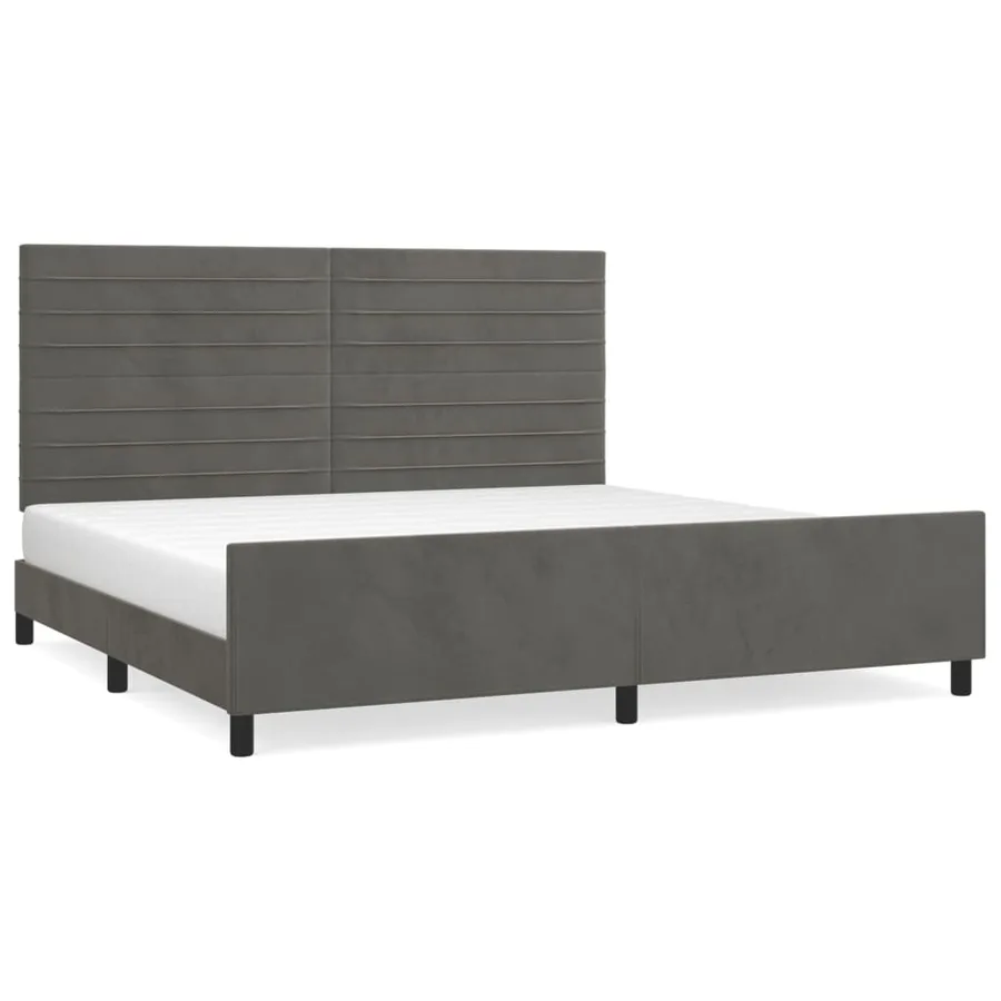 Cadre de lit sans matelas gris foncé 200x200 cm velours - 2