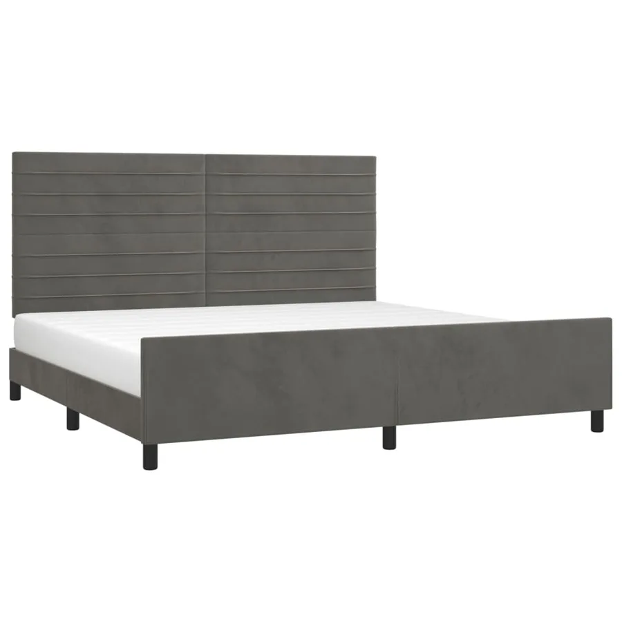 Cadre de lit sans matelas gris foncé 200x200 cm velours - 3
