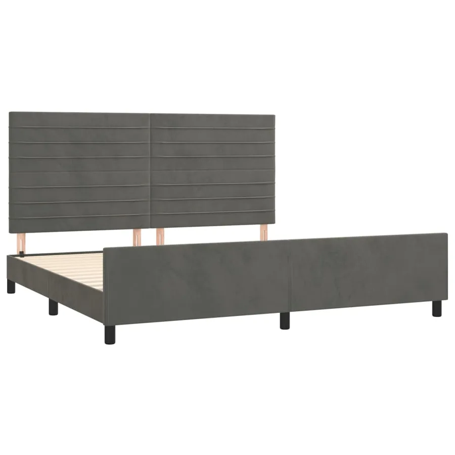 Cadre de lit sans matelas gris foncé 200x200 cm velours - 4