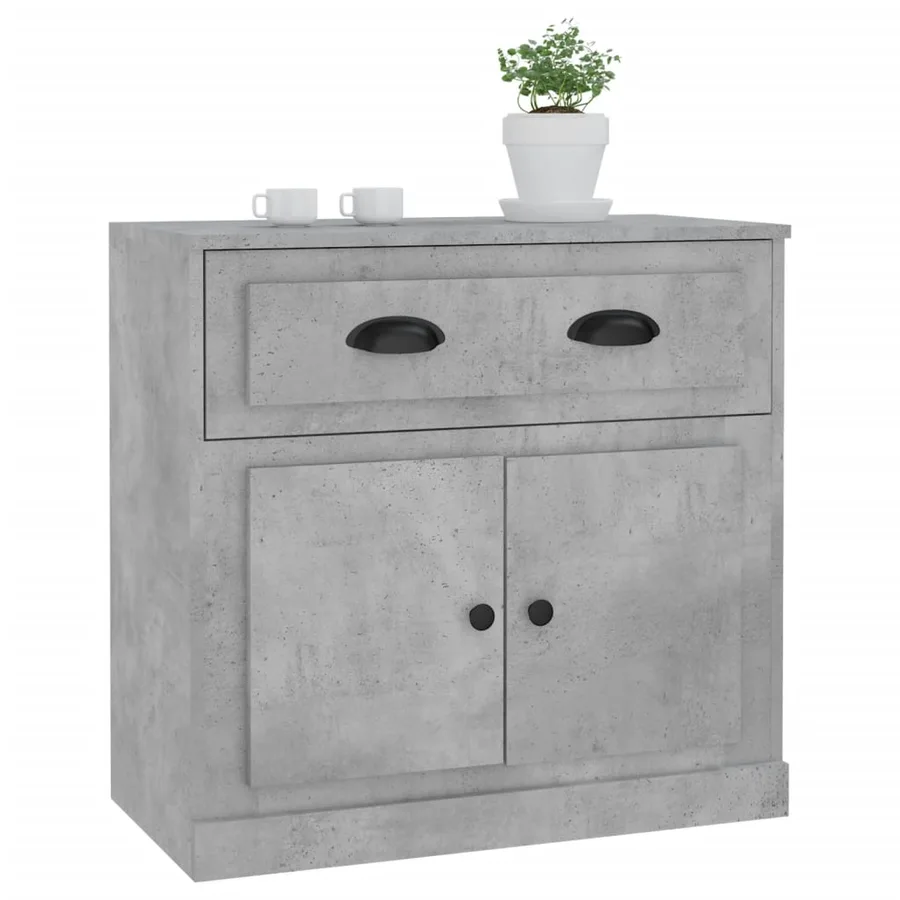 Buffet gris béton 70x35,5x67,5 cm bois d'ingénierie - 4