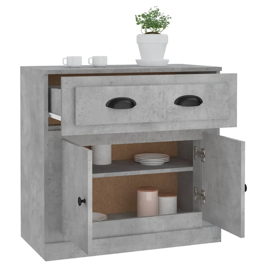 Buffet gris béton 70x35,5x67,5 cm bois d'ingénierie - 5