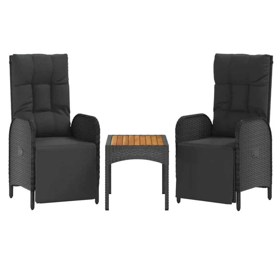 Ensemble à manger de jardin 4 pcs avec coussins noir - 4