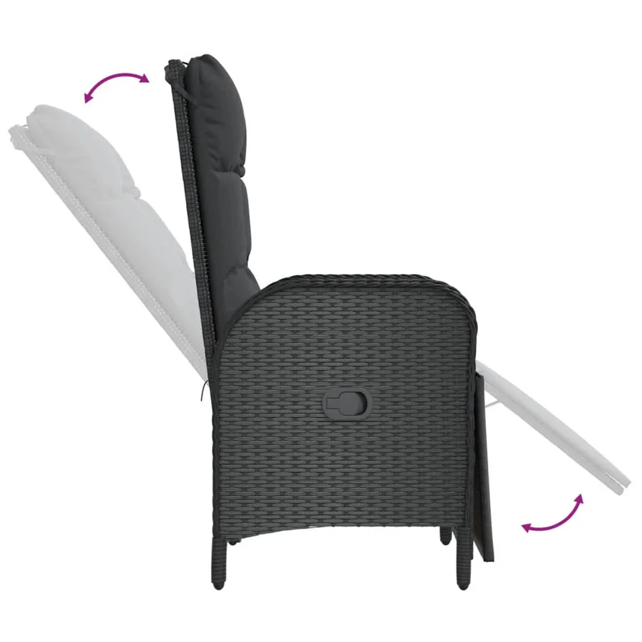 Ensemble à manger de jardin 4 pcs avec coussins noir - 8