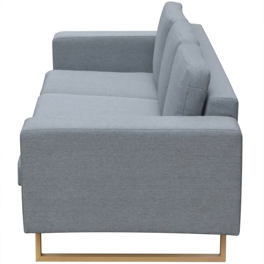 Canapé avec 3 places tissu gris clair - 3