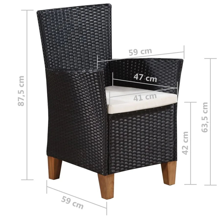 Ensemble à manger d'extérieur 7 pcs Résine tressée Noir marron - 8