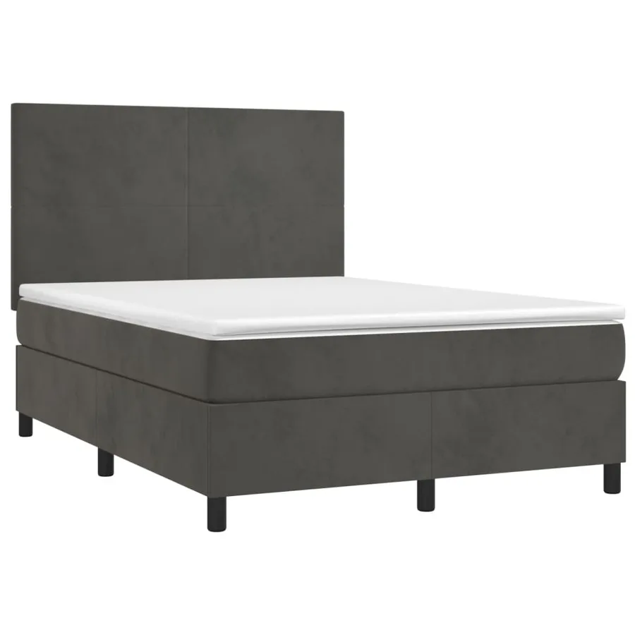 Sommier à lattes de lit et matelas Gris foncé 140x190cm Velours - 3