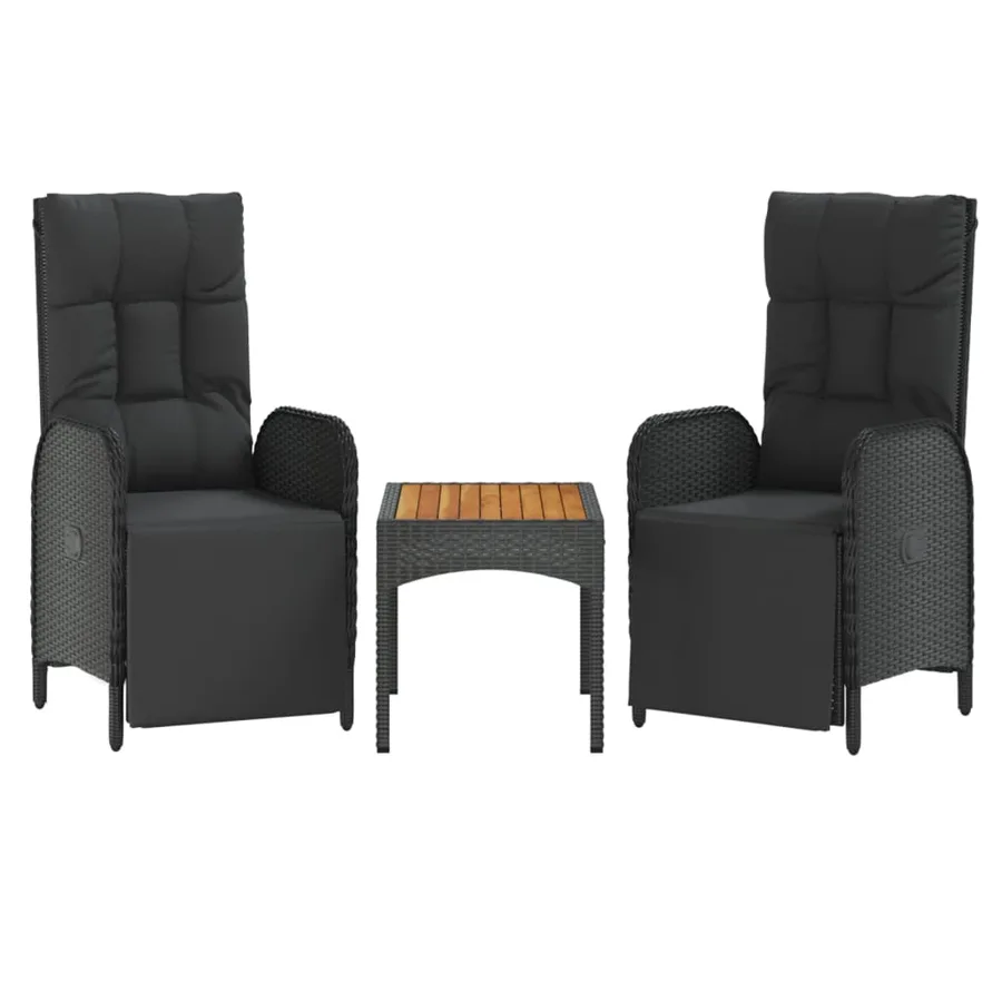 Ensemble à manger de jardin coussins 5pcs Noir Résine tressée - 4