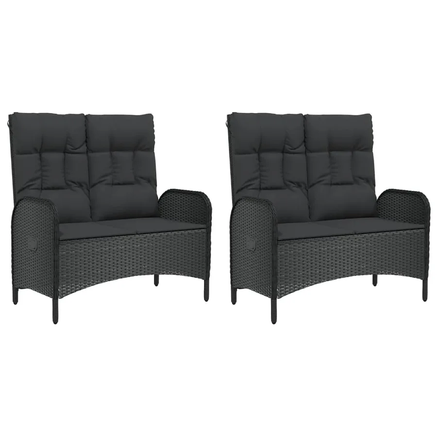 Ensemble à manger de jardin coussins 5pcs Noir Résine tressée - 6