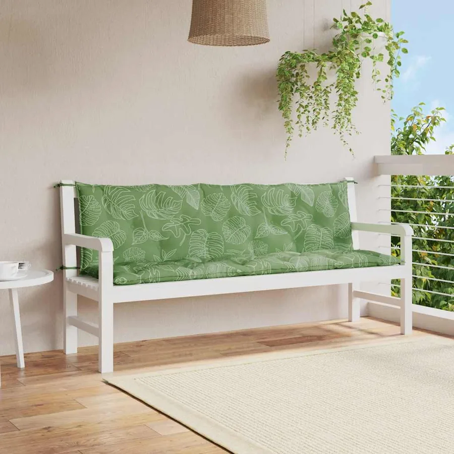 Coussins de banc jardin lot de 2 motif de feuilles tissu Oxford