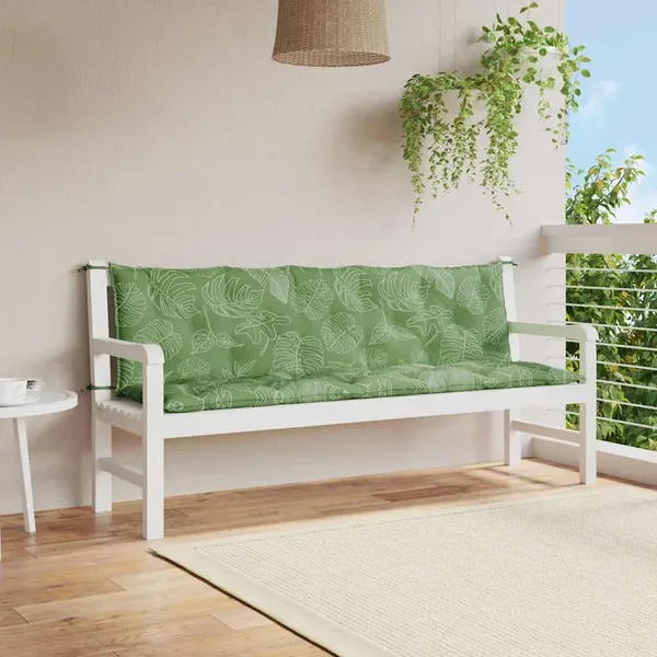 Coussins de banc jardin lot de 2 motif de feuilles tissu Oxford